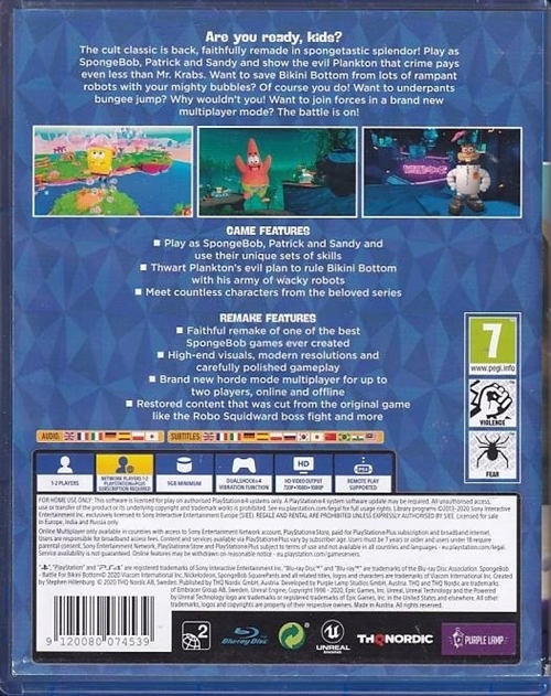 Spongebob Squarepants Battle for Bikini Bottom Rehydrated - PS4 (A Grade) (Genbrug)